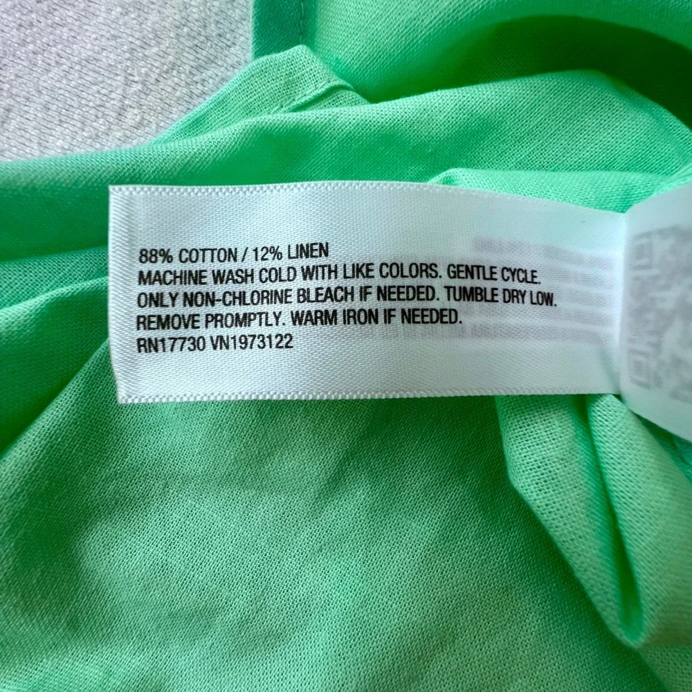 Universal Thread Lime Green Linen Blend Cropped‎ Button Down Shirt Womens Medium - Picture 8 of 8